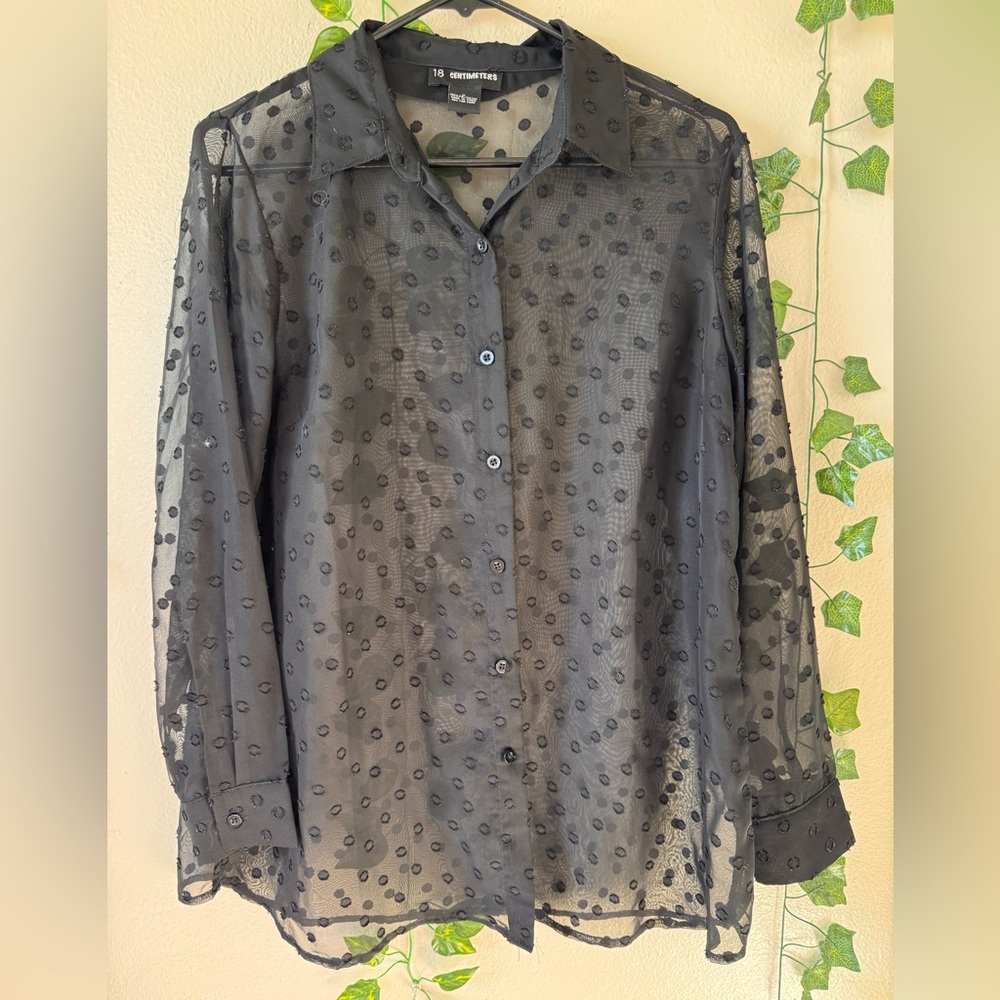 Black Polka dot Button Down